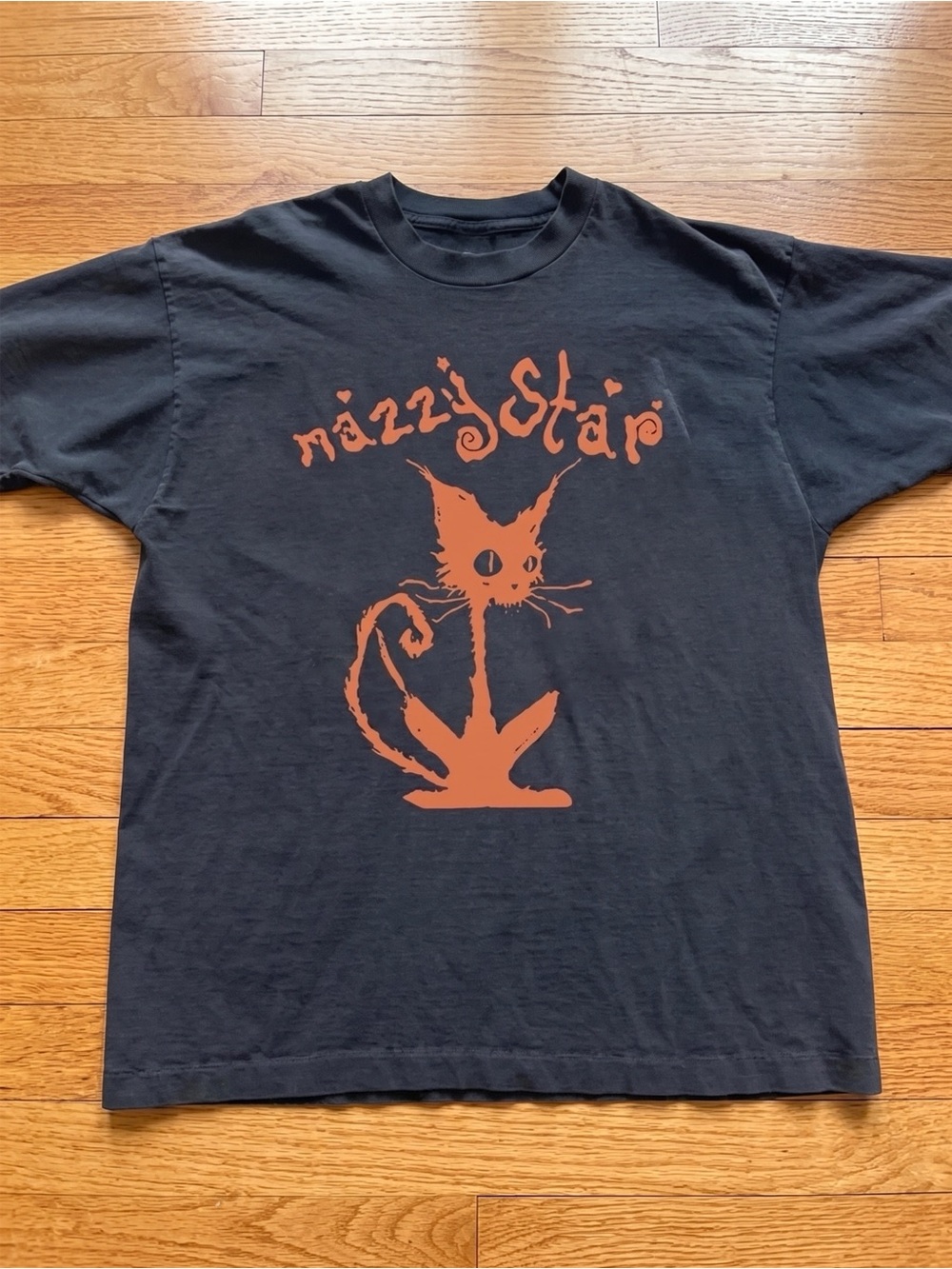 Mazzy Star 90s Style Orange Cat Dream Pop Faded Black Band T-Shirt